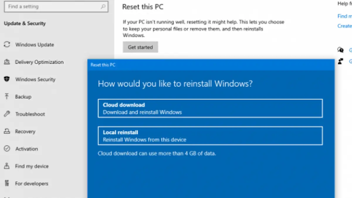 Reset Or Reinstall Windows 10 Using The Cloud Reset Option