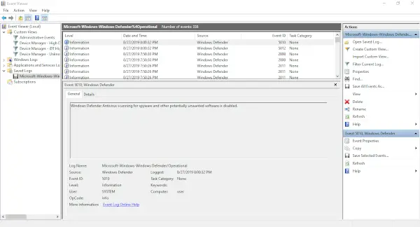 Windows Defender logs location in Windows 11/10