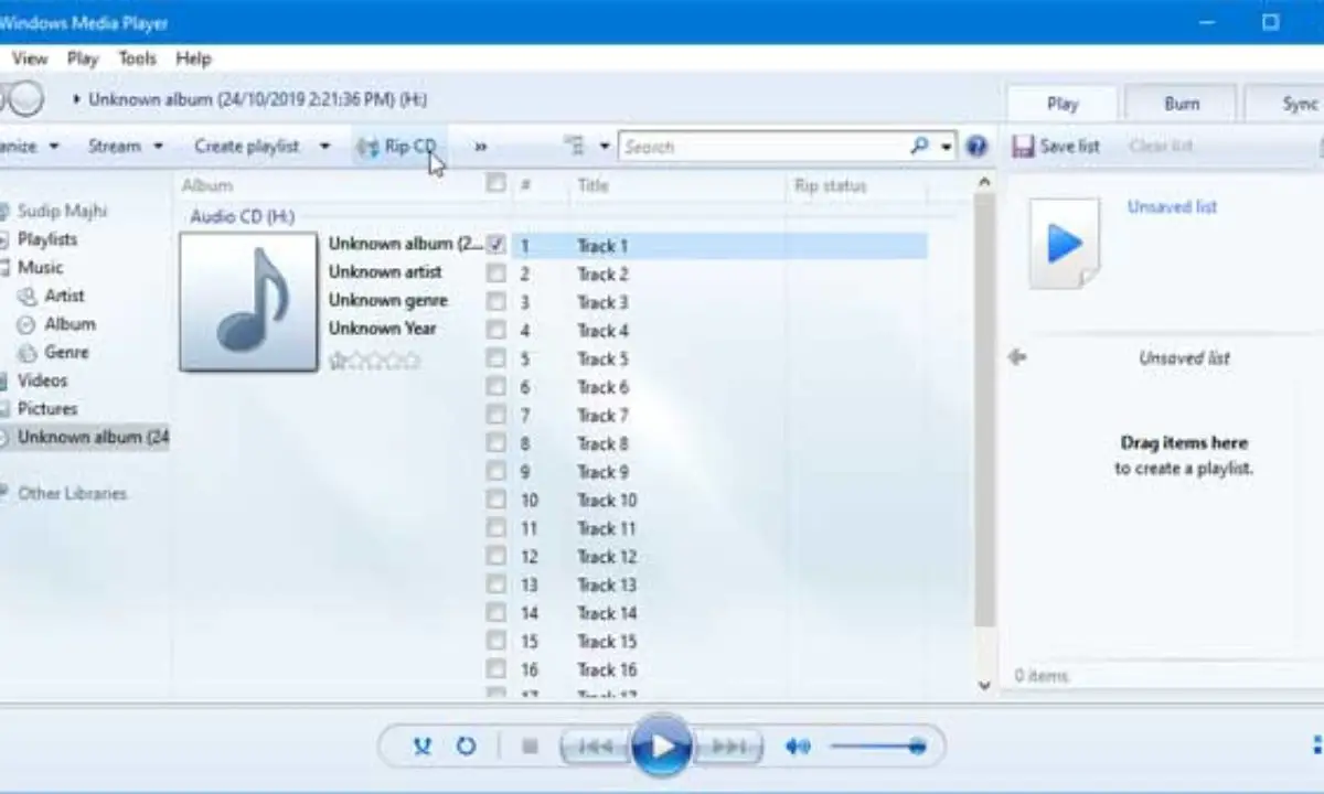 rip music from cd windows 10
