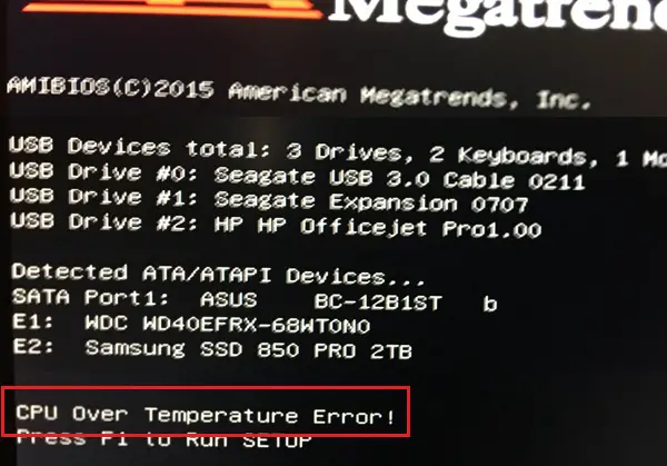 Fix CPU Over Temperature Error, Press F1 to run setup