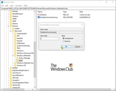 Configure Microsoft Defender To Scan .zip .rar .cab Files In Windows 11/10