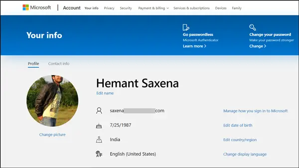 how to change microsoft account profile picture on mac