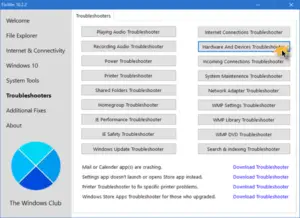 Hardware and Devices Troubleshooter missing in Windows 10/11