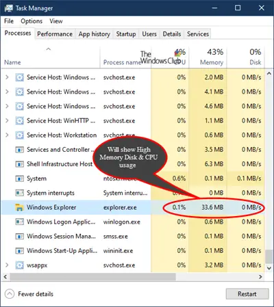 Explorer.exe Hohe Speicher- Und Cpu-Auslastung