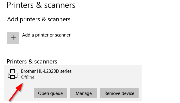 change printer status from offline to ready