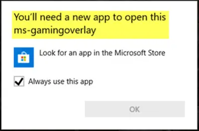 Youll need a new app to open this ms gamingoverlay