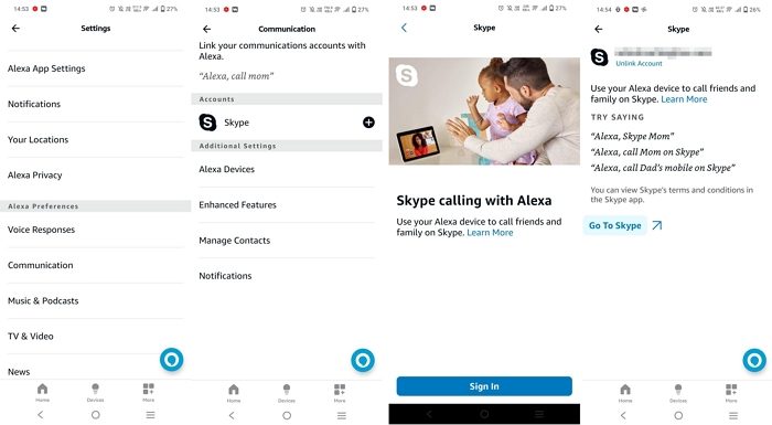 Connect Alexa Skype