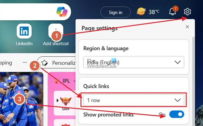 Enable Disable Quick Links In Microsoft Edge New Tab