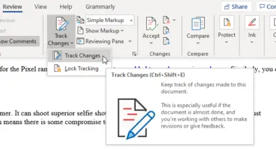 Track changes в word как включить