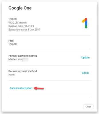 How to cancel Google One subscription