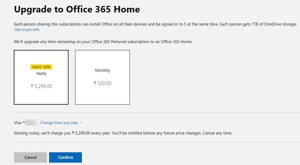 How to change Office 365 Subscription Plan