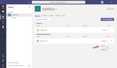 How to switch Member Role and remove a Member in Microsoft Teams