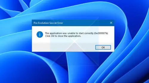 Pro Evolution Soccer application was unable to start correctly 0xc000007b