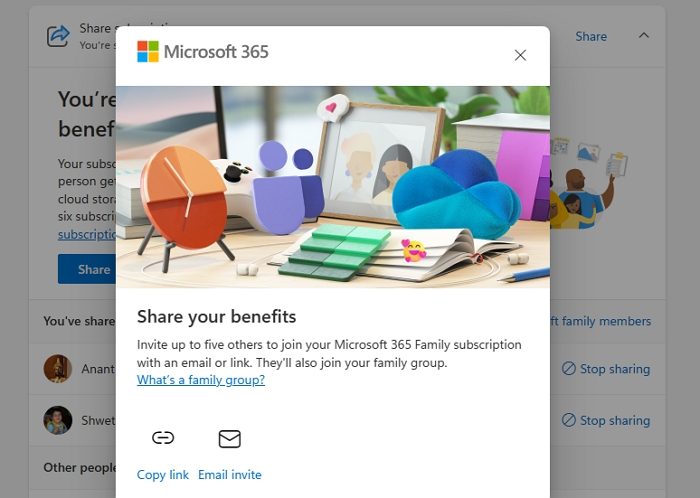 Share Microsoft office 365 Subscription