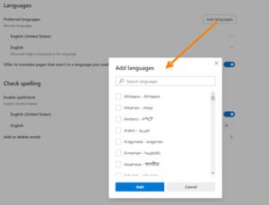 Disable Language Translation; Change Display Language in Edge