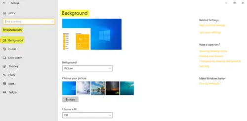 Ms settings personalization background windows 10 как исправить