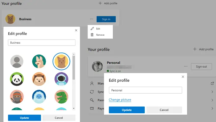 change profile name microsoft account