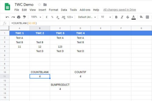 How to count blank or empty cells in Excel and Google Sheets