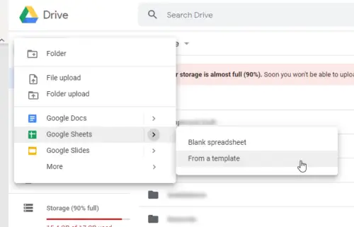 Create Google Sheets template without G Suite subscription