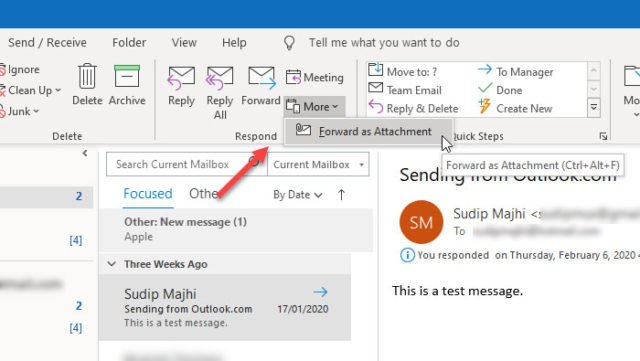 How To Forward Email As An Attachment From Outlook 7035