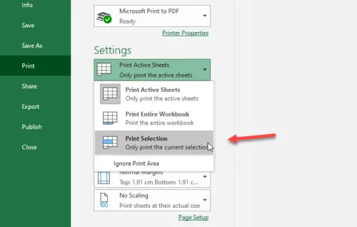 How to print selected cells in Excel or Google Sheets on one page