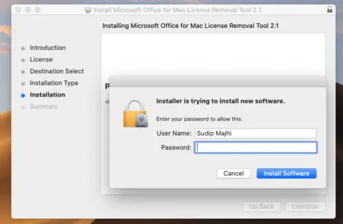 remove office 365 license from mac