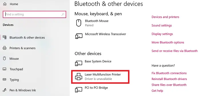 Printer is unavailable in Windows 11/10