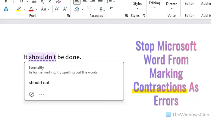 Stop Microsoft Word from marking Contractions as errors