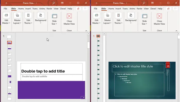 change the theme color set in powerpoint for selected slides on a mac?