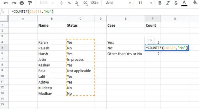 how-to-count-number-of-yes-or-no-entries-in-excel