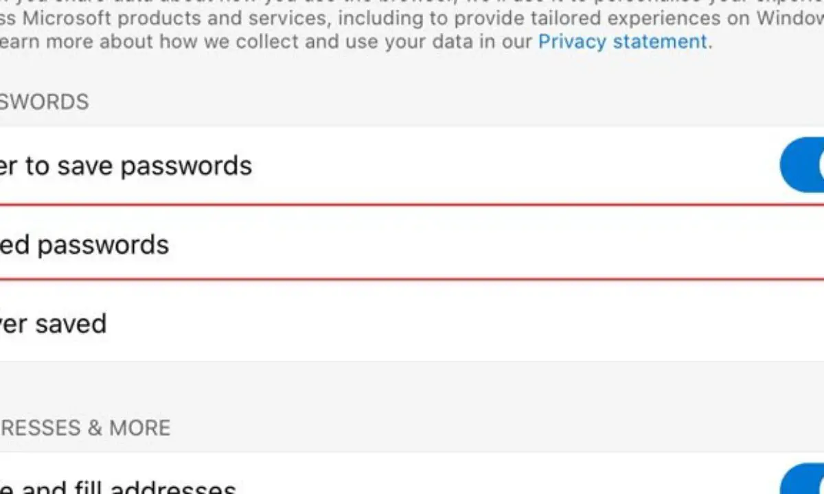 How To Manage Edit View Saved Passwords In Edge For Ipad