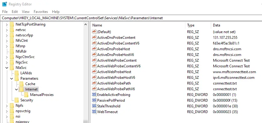 Msftconnecttest com открывается в браузере