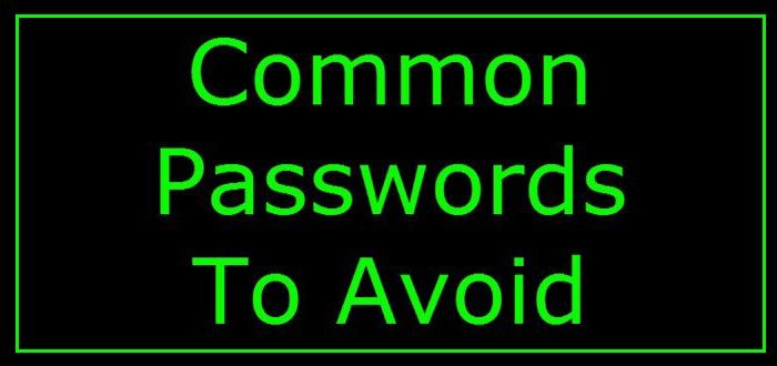 common passwords to avoid