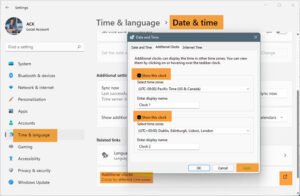 How to show Multiple Clocks on Taskbar in Windows 11/10