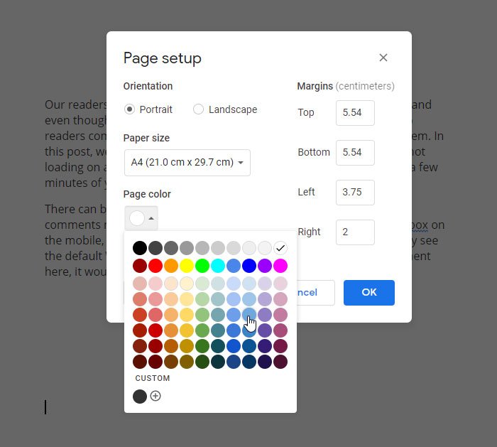Animal Google Docs Change Page Color 