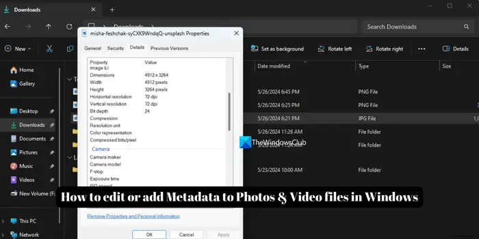 How to edit or add Metadata to Photos & Video files in Windows