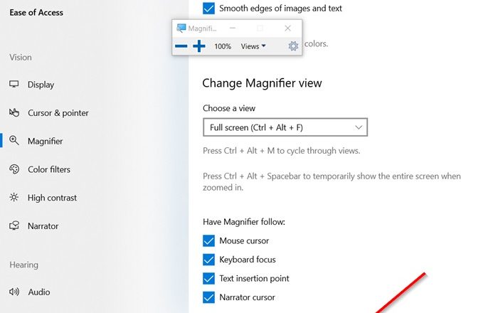 Keep Magnifier mouse cursor in the center of the screen