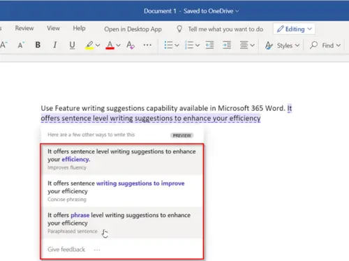 how to make suggestions in word