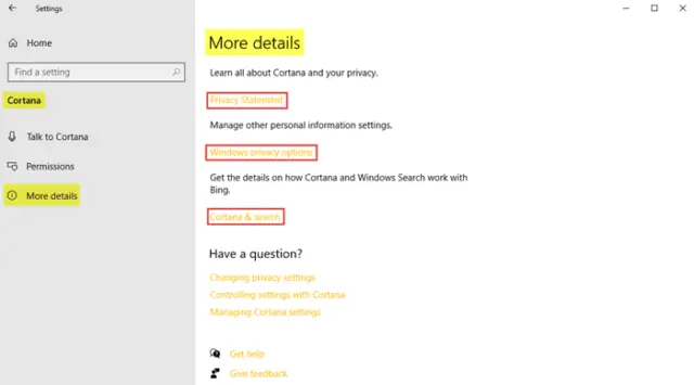 How To Set Up And Manage Cortana Settings In Windows 10 1876