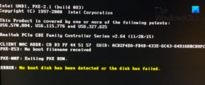 No boot disk has been detected or the disk has failed как исправить windows 10