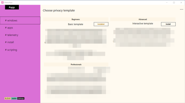 SharpApp lets you control Windows 10 Privacy settings