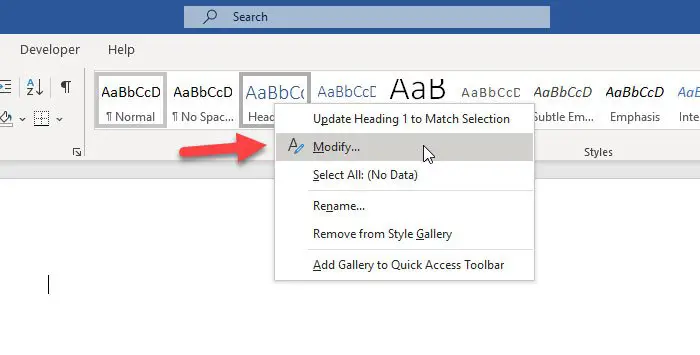 How to change default Heading, Quote, Title font in Word