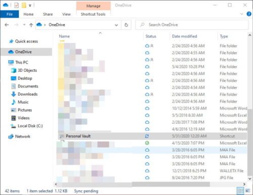 onedrive for business vault