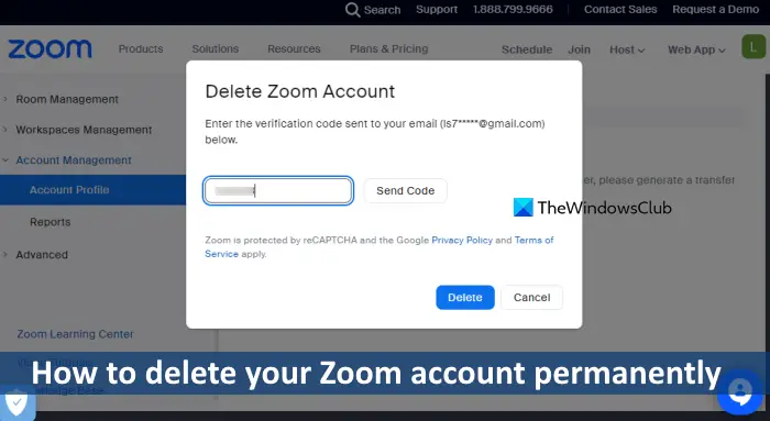 delete zoom account permanently