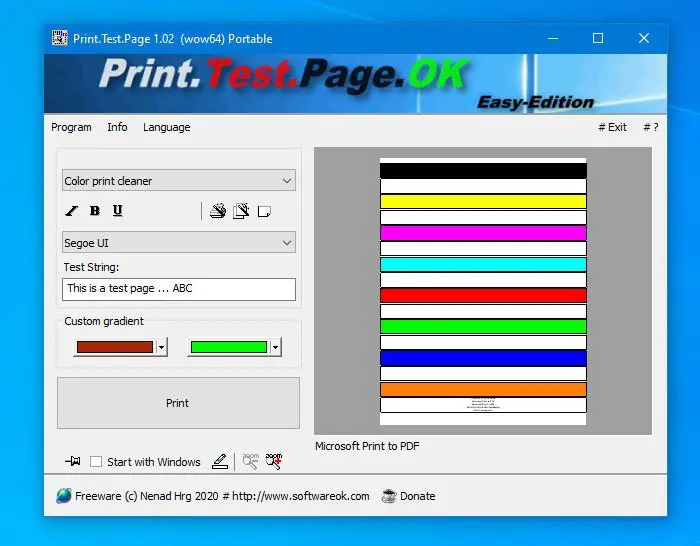 test printer page pdf
