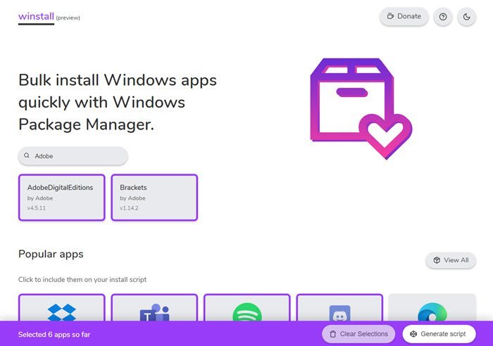 Bulk installation of Windows applications with Winstall