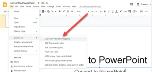 How to convert Google Slides to PowerPoint and vice-versa