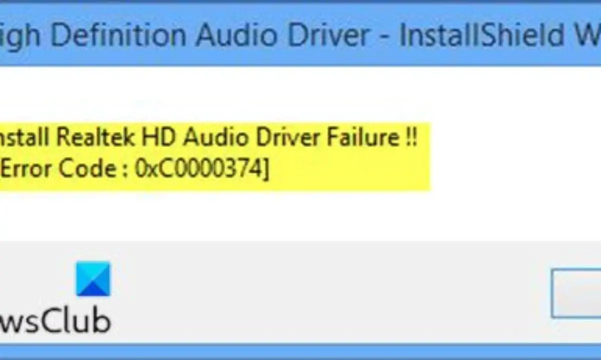 Install Realtek Hd Audio Driver Failure Error Oxc On Windows 10