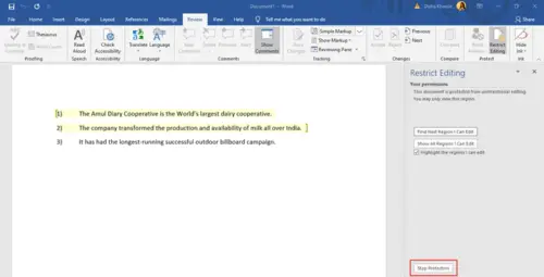 edit protected word 2017 document