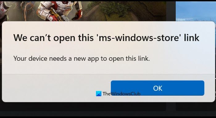 You'll need a new app to open this ms-windows-store 